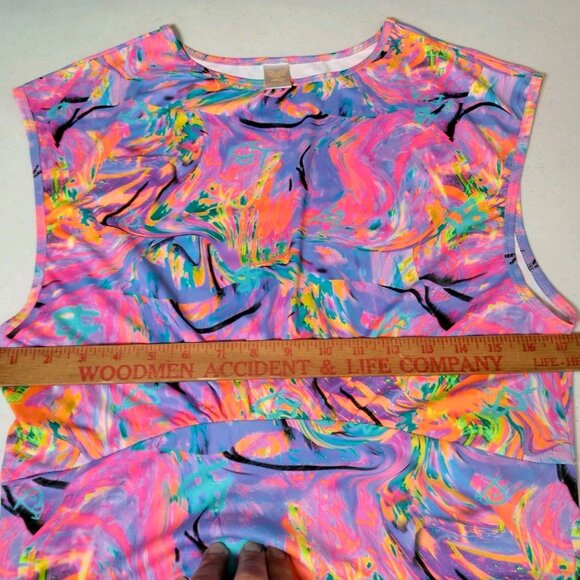 Lisa Blue Call Of The Whale Dress AUS UK 14 US 10 Beach Ruffle Psychedelic Swirl - Picture 15 of 16